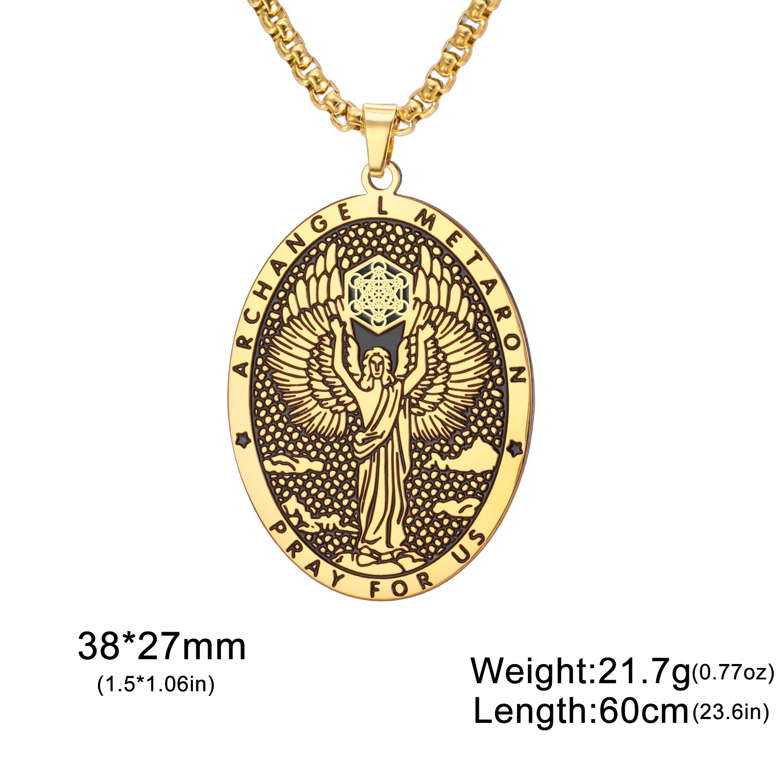 Retro Saint Religious Necklaces for Women Men Archangel Metatron Pendant Patron Saint Amulet Medal Religion Religious