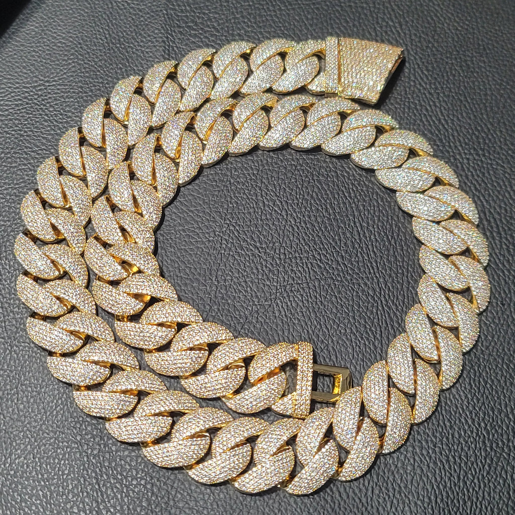 Fashion Hip Hop Miami Cuban Necklace Chain Full Diamonds 9mm 12mm 15mm 20mm 24mm Pendant Chains Long Buckle Closure Jewelry Gift