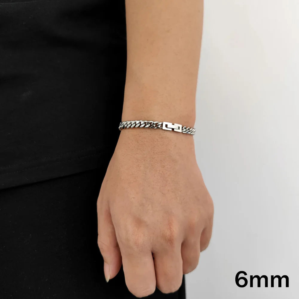 Black Cuban Chain Bracelet Stainless Steel Miami