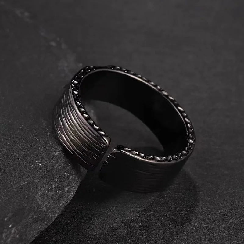 1Pc Personlity Adjustable Ring Male Silver Jewelry Opening Size Popular Gold Black Collision Lava Ring For Men