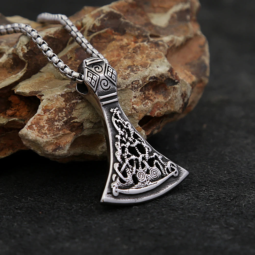 Viking Thor Axe Pendant — Stainless Steel