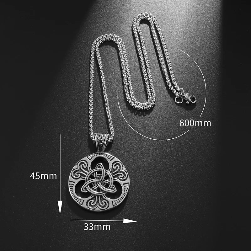 Jewelry Round Celtic Knot Necklace for Men Nordic Rune Amulet Fashion Sweater Necklace Gift