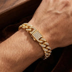 11mm full Rhinestone Miami Chain Bracelet for Men Rock Thick Cuban Chain Stainless Steel Punk Biker Jewelry Gifts