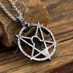Gothic Punk Demon Sheep Skull Pendant Stainless Steel Pentagram Necklace For Men Women Unique Amulet Jewelry Gift