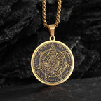 Stainless Steel Solomon Religious Seven Archangels Compass Pendant Necklace Men's Retro Lucky Amulet Jewelry
