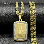 Iced Out Jesus Cross Gold Pendant Necklace