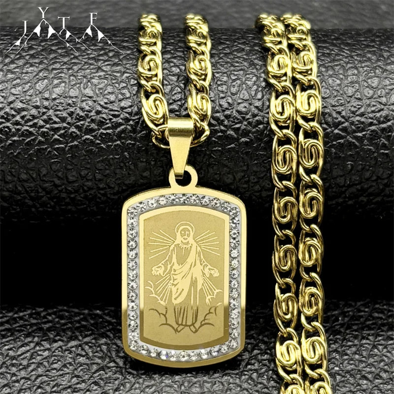 Iced Out Jesus Cross Gold Pendant Necklace