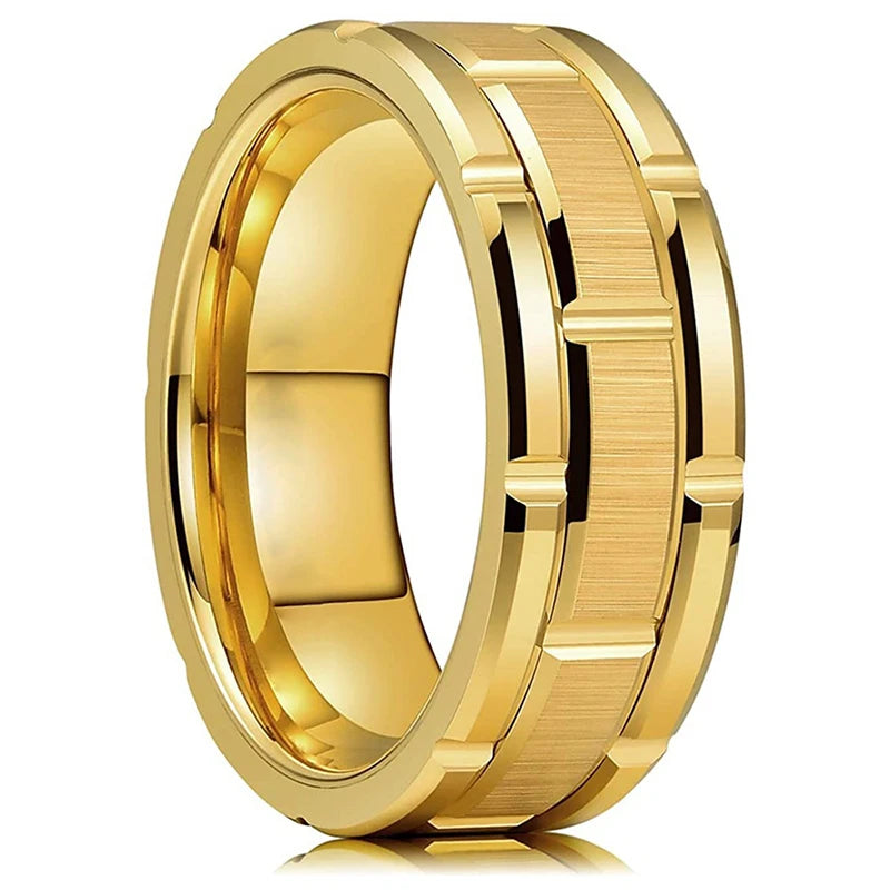 Fashion Black Narrow Wood Grain Stainless Steel Rings For Men Anniversary Party Jewelry Accessories Classical Men Rings