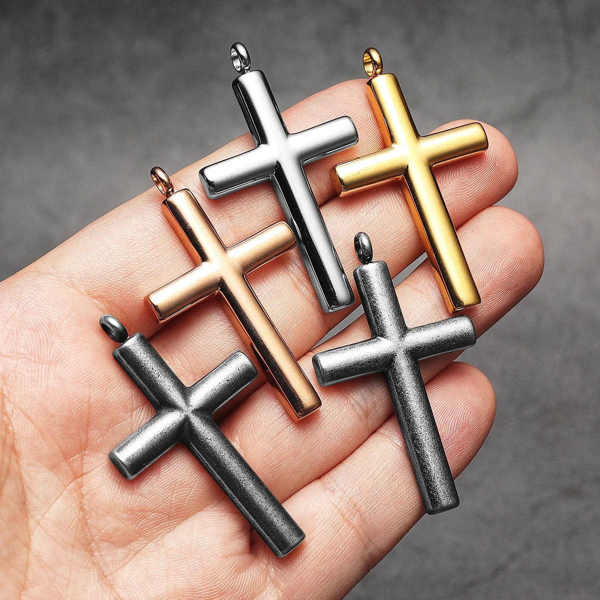 Cross Pendant Necklace Stainless Steel Minimal