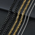 1 piece Size 3.6mm/5mm/7mm Men's Necklace Stainless Steel Cuban Link Chain Bracelet Necklace Steel Gold Black Color Male Jewelry