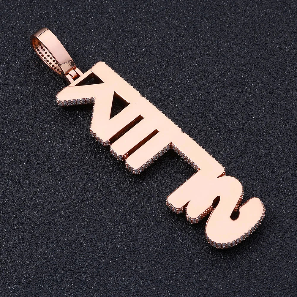 Iced Out Moissanite Letter Pendant Necklace VVS