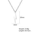 Skyrim Lightning Pendant Necklace Chain Geometric Stainless Steel Simple Necklace for Women Men Party Ornament Jewelry