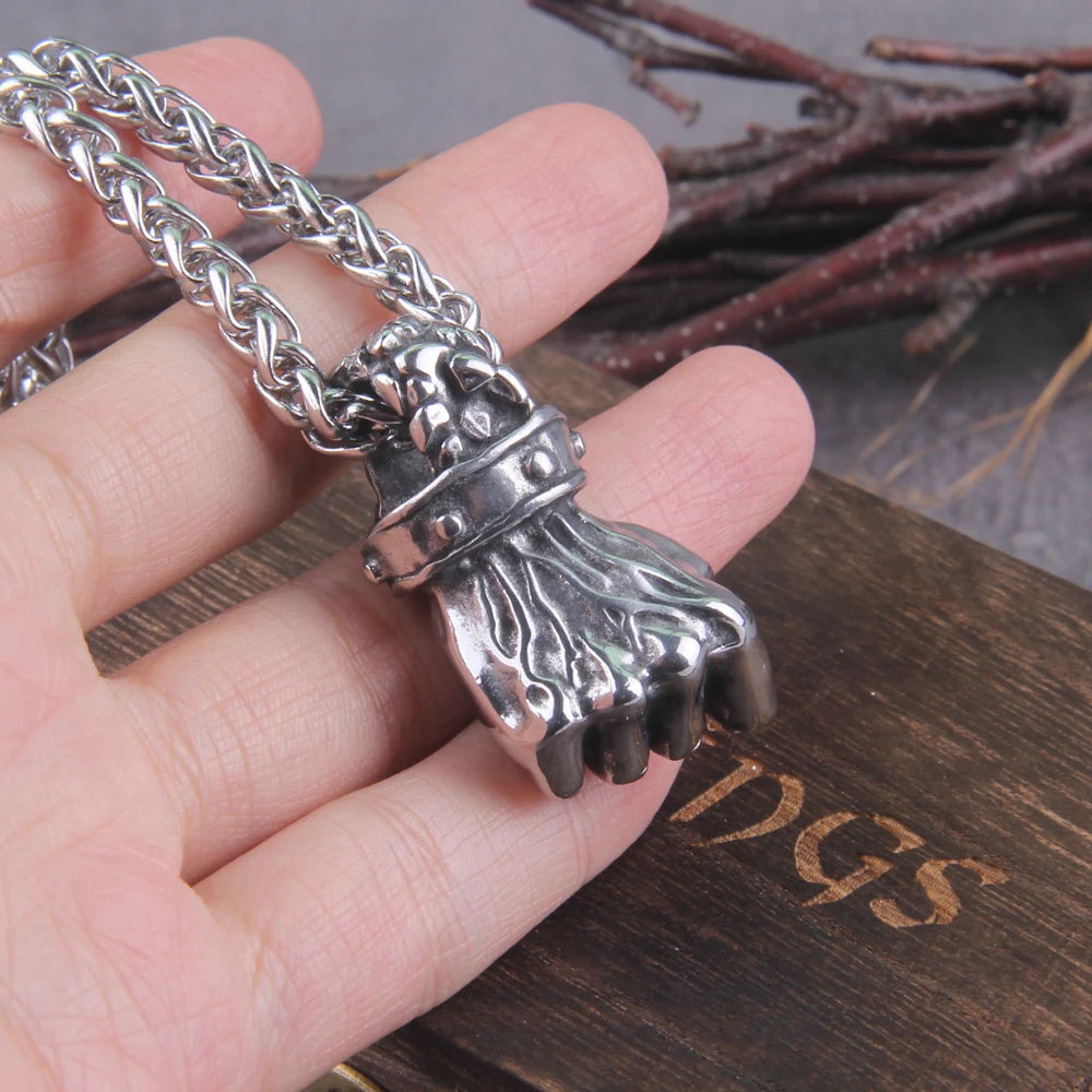 stainless steel Gothic Pendants Fist Necklace Cool Street Style Necklaces For Men Collar Hombre Neck Chains Punk