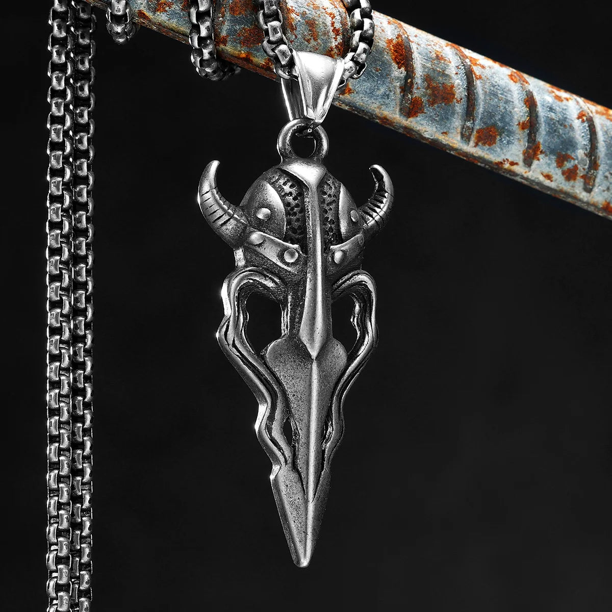 Viking Mask Men Necklaces With Pendant Stainless Steel Jewelry For Male Women Crow Helmet Punk  Accessories Gifts Wholesale