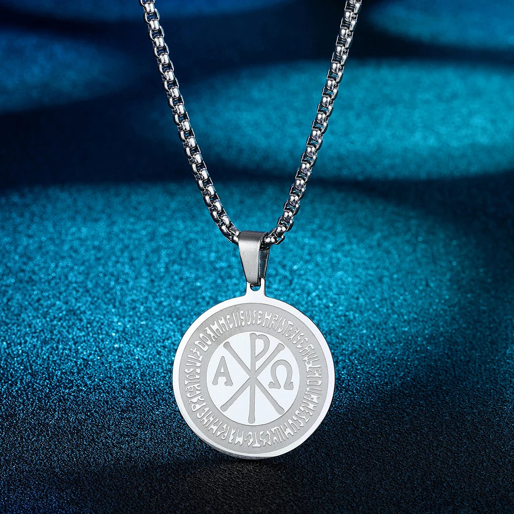 CHENGXUN Hindu Ganesha Coin Pendant Necklace for Men Womens Lord Ganesha Medallion Charm Neck Chain Spirit Totem Jewelry