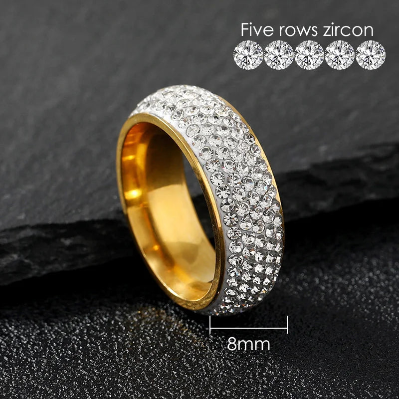 Luxury Iced Out Ring Homme Titanium Steel Chunky Rings For Men Women Couple Fashion Jewelry Accessories Wholesale Korea Style