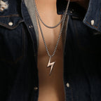 1PC Fashion Simple Stainless Steel Geometic Lightning Necklace for Men Jewelry Birthday Gift for Him