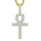 Gold Iced Out Cross Ankh Pendant Necklace