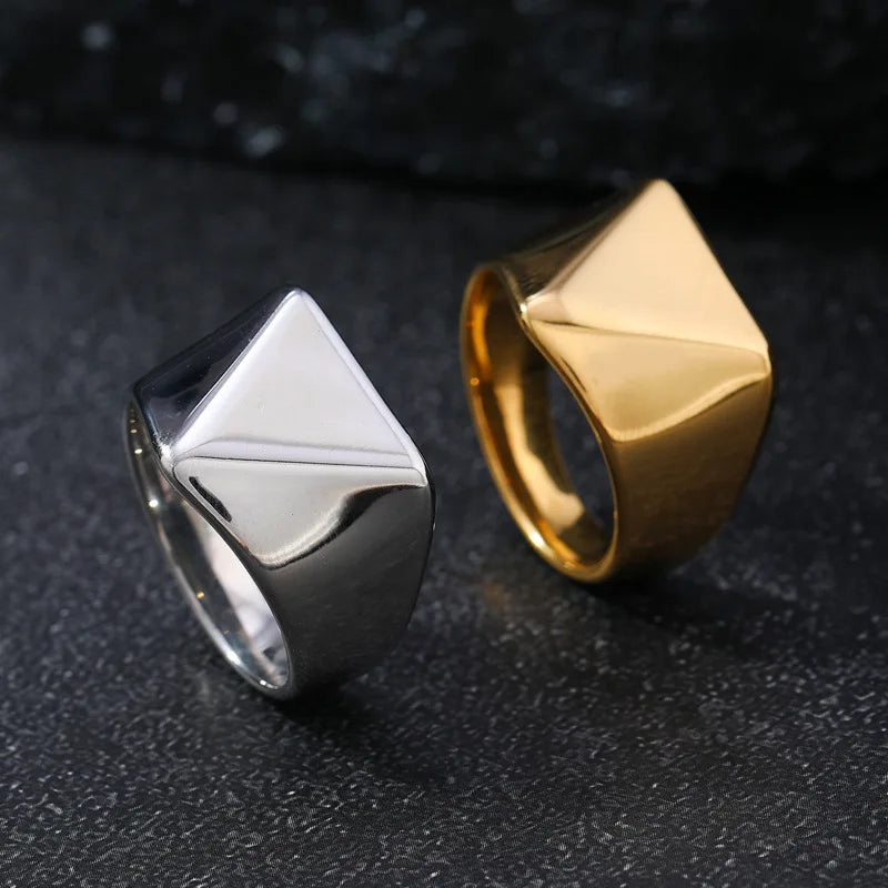 316L Stainless Steel Smooth Triangle Ring For Men Finger Punk Rock Jewelry Accessories Anti-anxiety Waterproof Ring