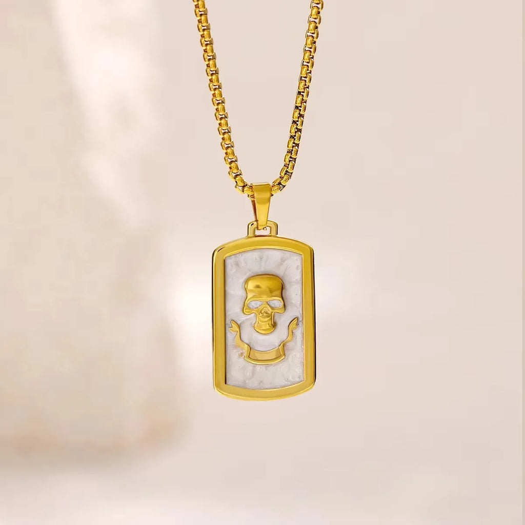 Skull Pendant Necklace — Gold Stainless Steel