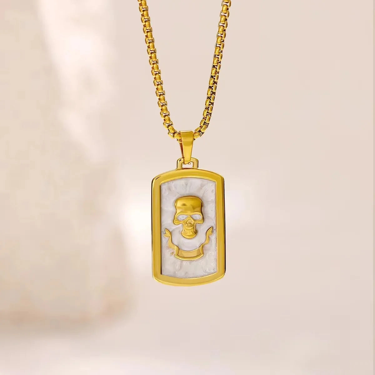 Skull Pendant Necklace — Gold Stainless Steel