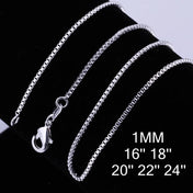 Silver-Tone Box Chain Necklace 1MM