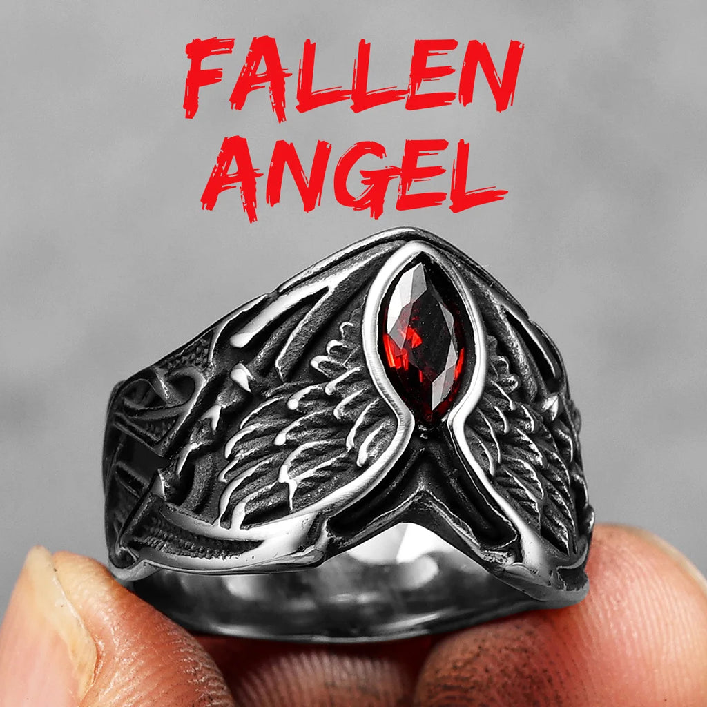 Angel Wings Gemstone Ring — Stainless Steel