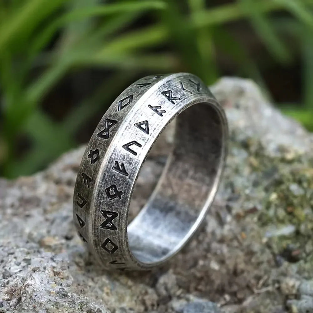 Vintage Viking Rune Ring Stainless Steel Nordic Amulet Unisex Biker Street Fashion Jewelry Daily Wear Party Gift Accessories