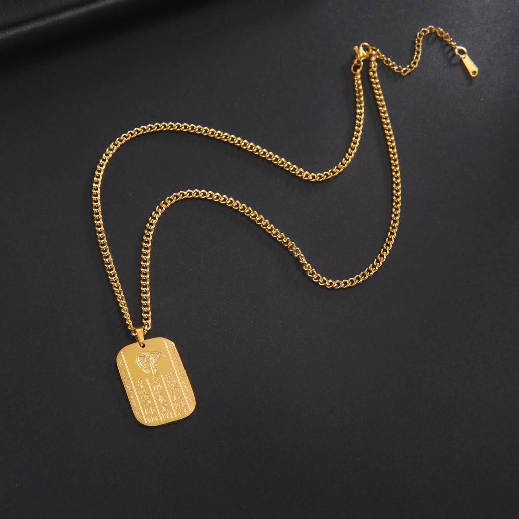 LIKGREAT Ancient Egyptian Mythology Goddess Necklace for Men Eye of Horus Egypt Death Protection Amulets Stainless