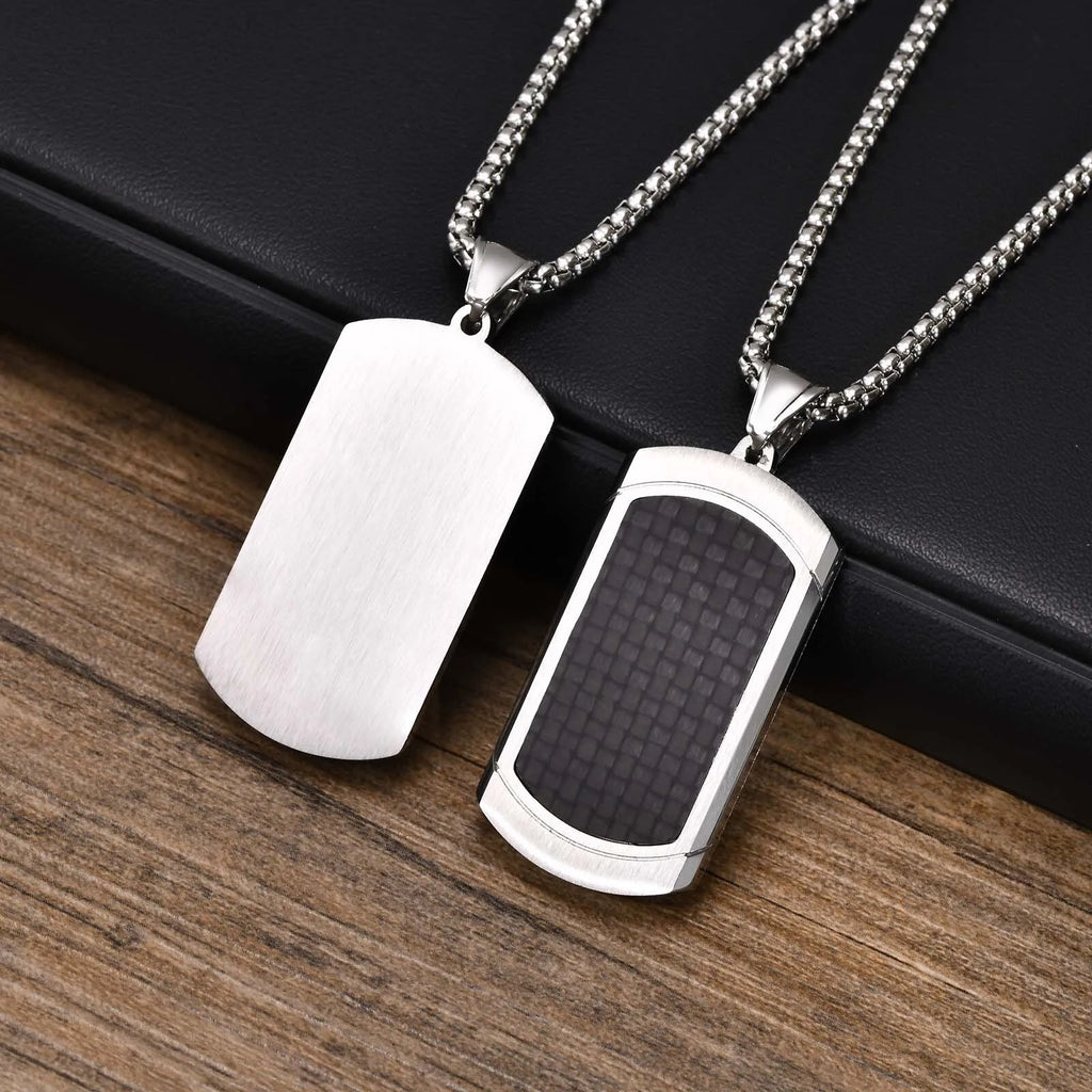 Dog Tag Pendant Necklace — Stainless Steel