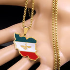 Gold Map Flag Pendant Necklace — Stainless Steel