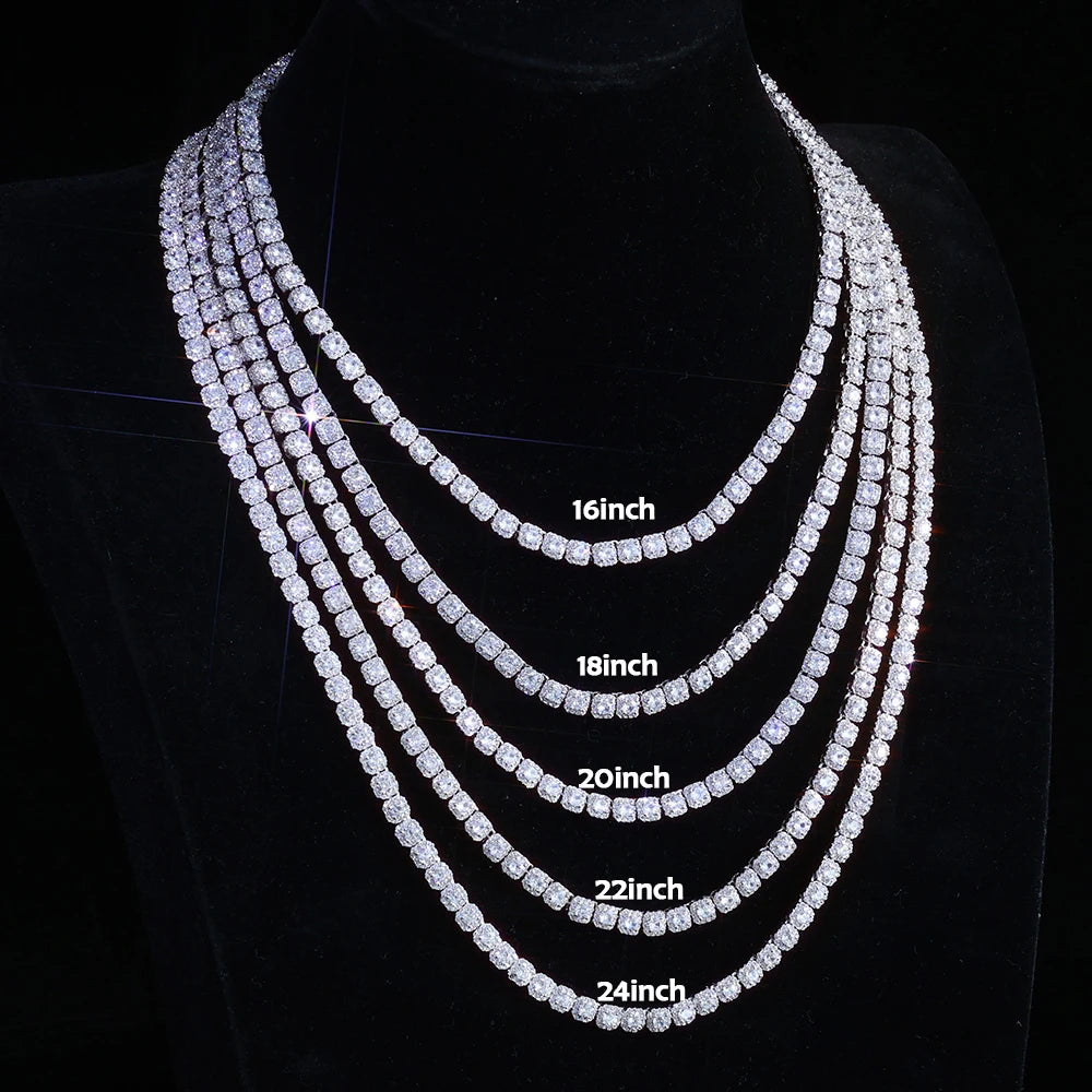 Tennis Chain Necklace Stainless Steel 5MM Cluster