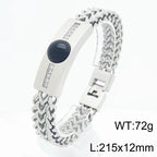 Classic Men's Bracelet With Tiger Eye Stone 12MM Width Gold Color Stainless Steel Link Chain Bracelets for Man Jewelry
