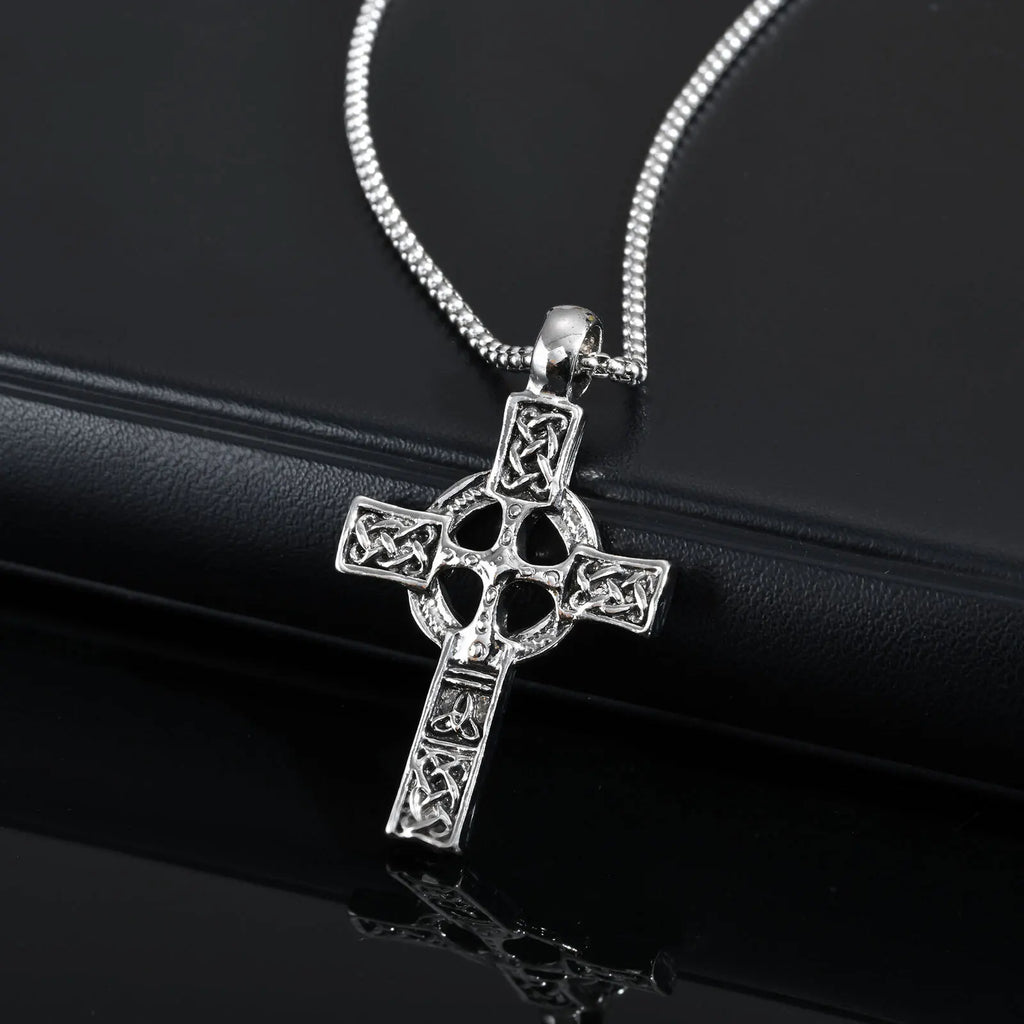 Viking Celtic Cross Pendant Necklace — Stainless Steel
