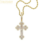 2026 New Iced Out Luxury Eye Cross Necklace Bling Cubic Zirconia Charm Tennis Chain for Men Women Hip Hop Jewelry