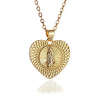 Virgin Mary Medal Iced Pendant Necklace