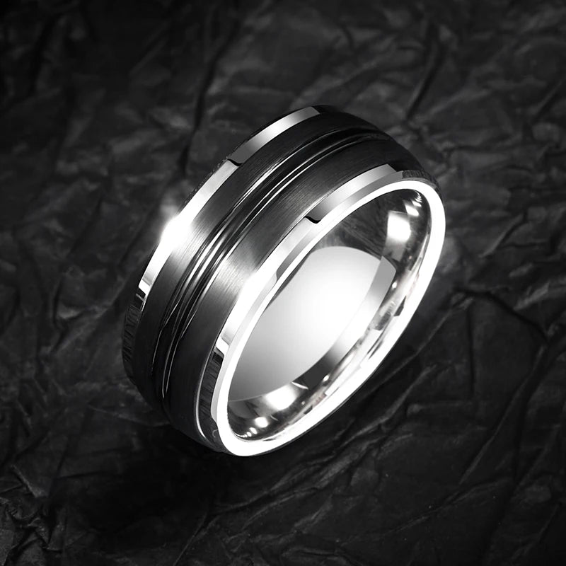 Rings For Men 9mm Original Male Classics Black Lassa Craft Comfort Fillet Party Engagement Gift Jewelry,Engraving