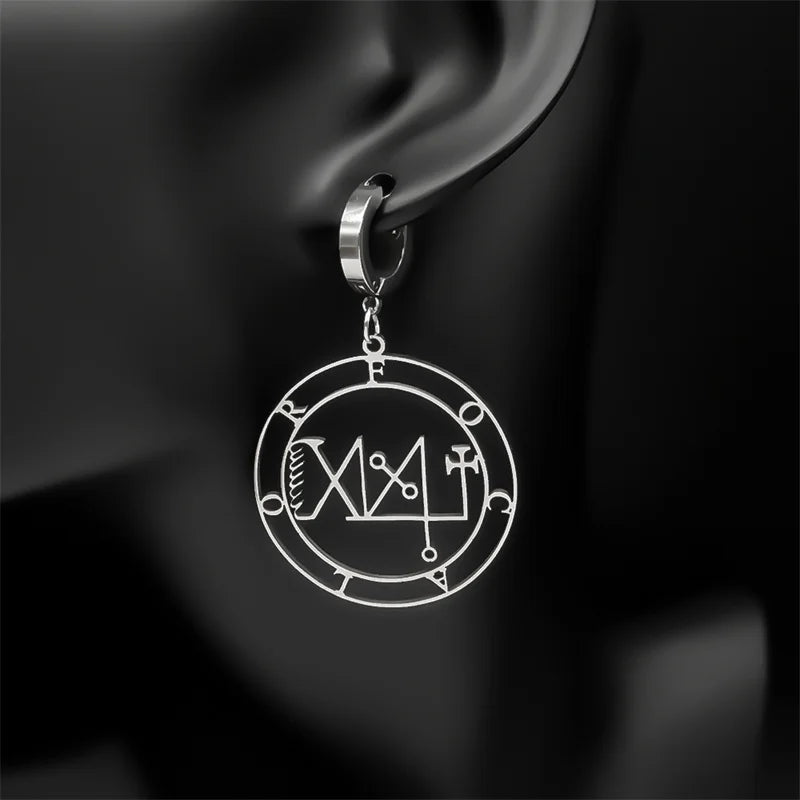 Baphomet Steel Earrings Sigeal Sigil Lucifer Satan