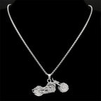 Motorcycle Silver Pendant Retro Punk Sweater Sport