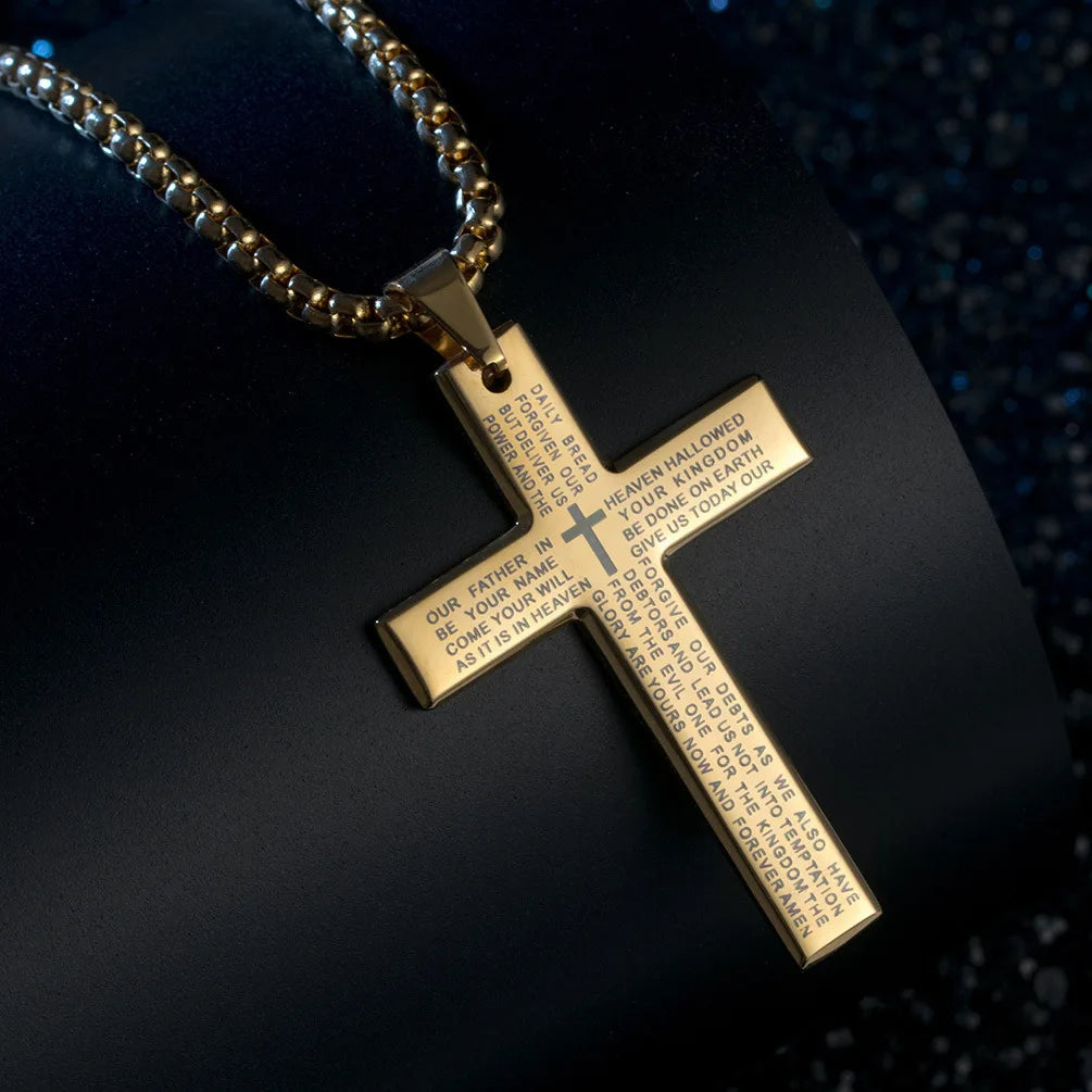 Catholic Cross Stainless Steel Pendant Necklace