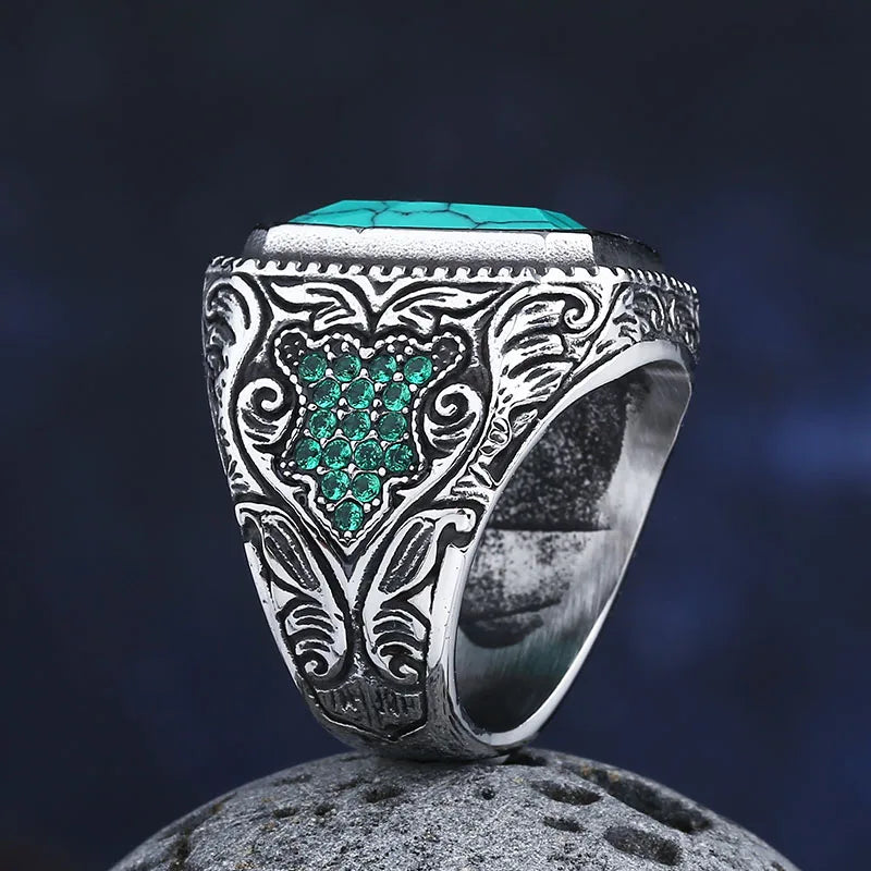 Viking Norse Compass & Eagle Ring — Stainless Steel