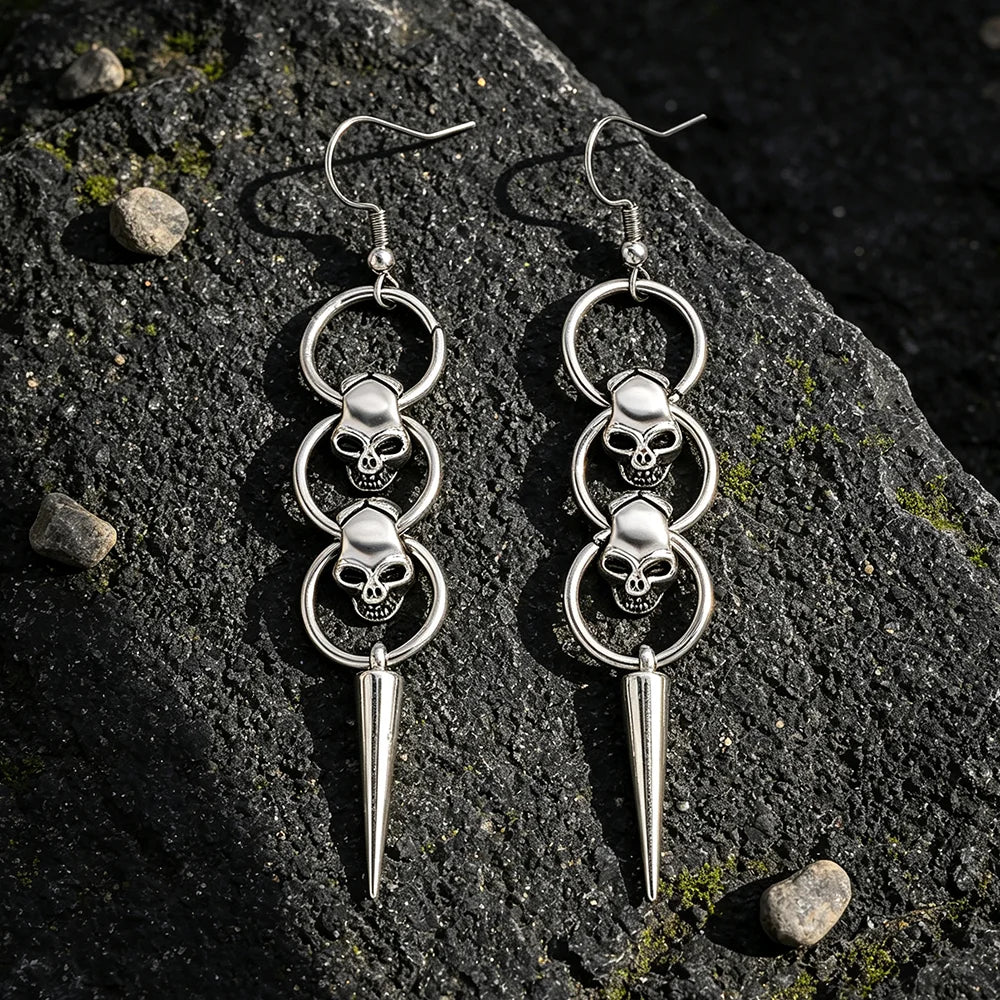 Gothic Skull Spike Heart Star Dangle Drop Earrings Halloween