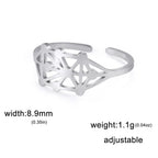 My Shape Sephirot Kabbalah Tree of Life Rings Women Stainless Steel Adjustable Size Geometric Finger Ring Amulet