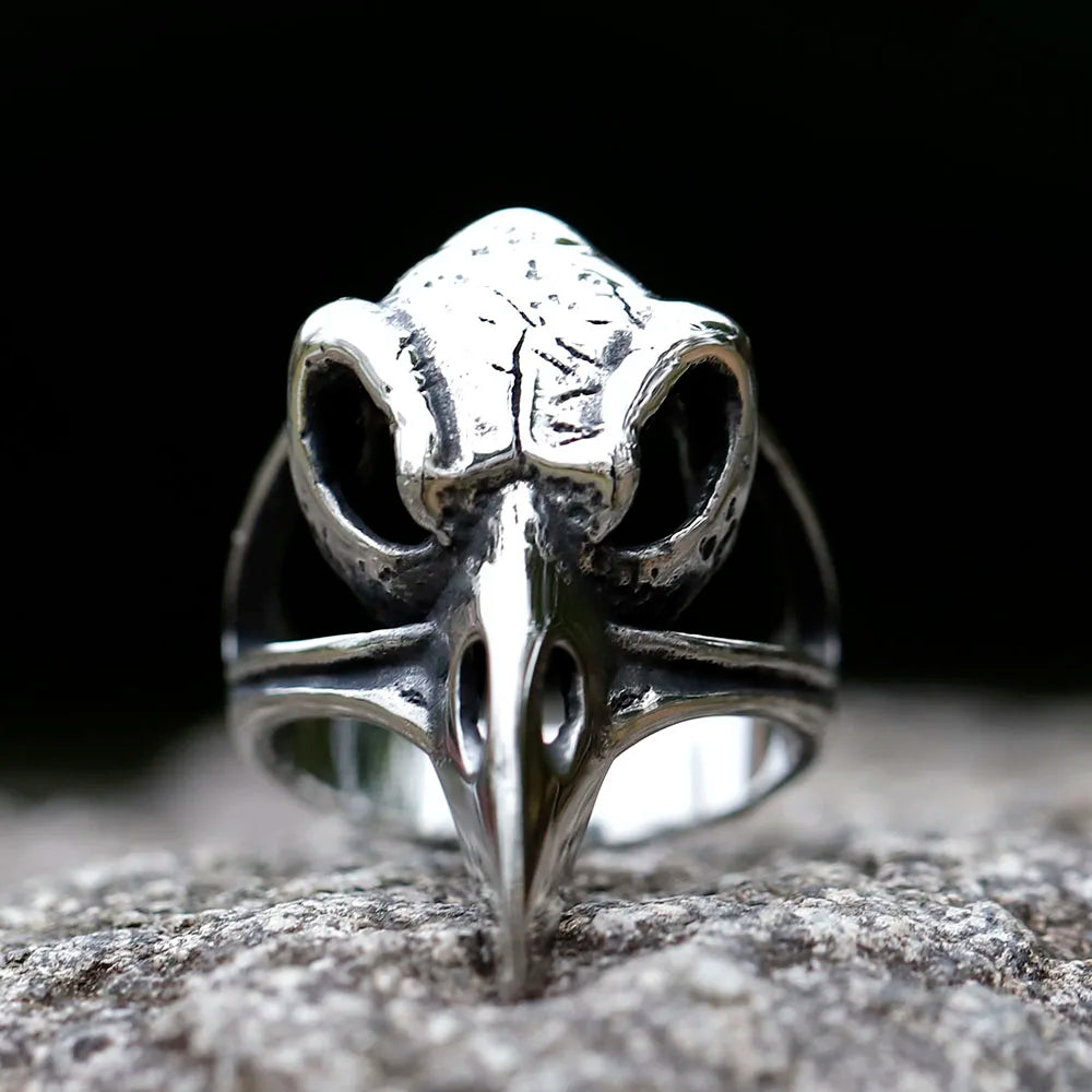 2023 new Arrival Design Stainless Steel Scandinavn Viking Raven Animal Odin Hammer Ring For Men Amulet Jewelry Drop