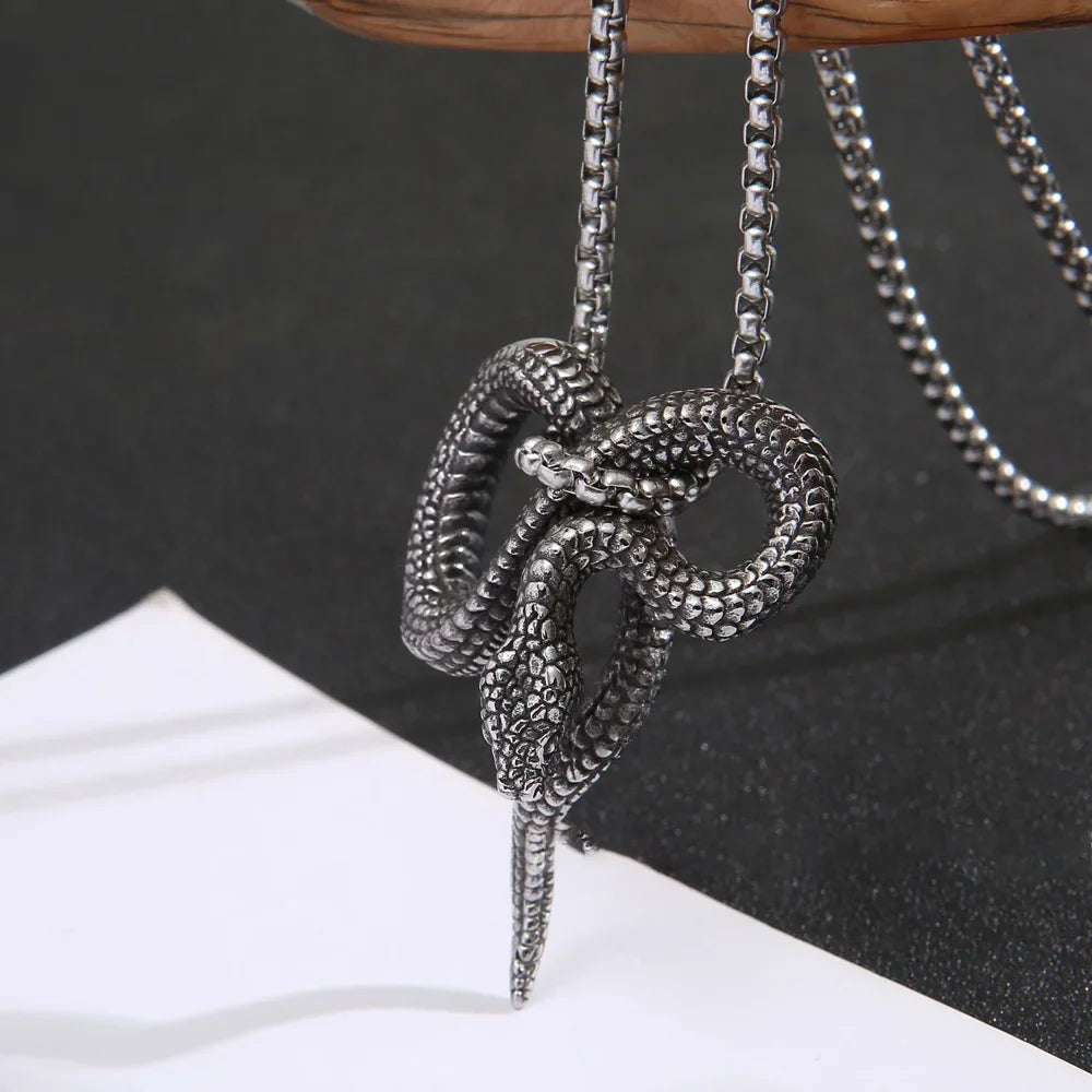 Snake Pendant Necklace — 316L Stainless Steel