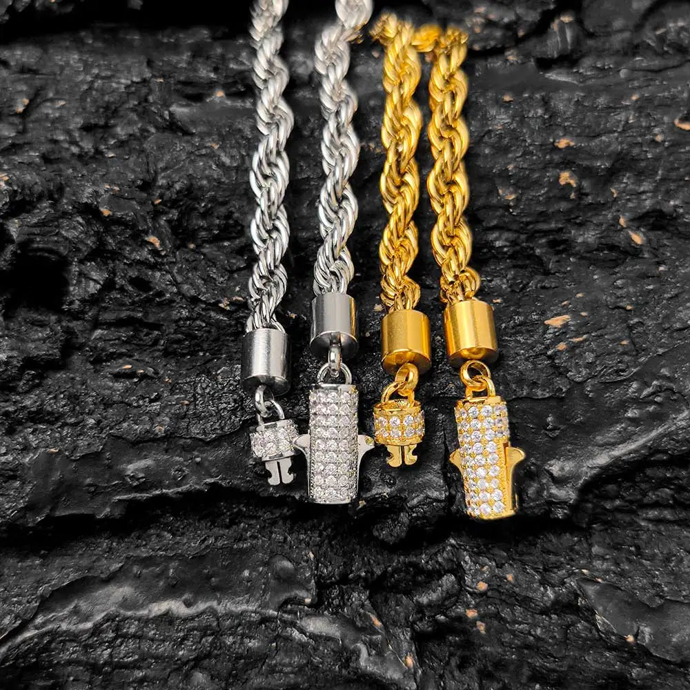 Rope Bracelet Iced Out Stainless Steel 6MM
