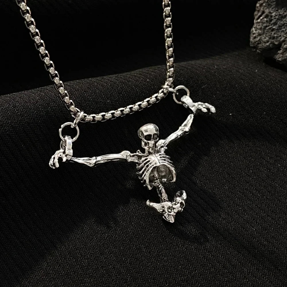 Punk Hip Hop Punished Man Skull Pendant Necklace Men Women Vintage Jewelry