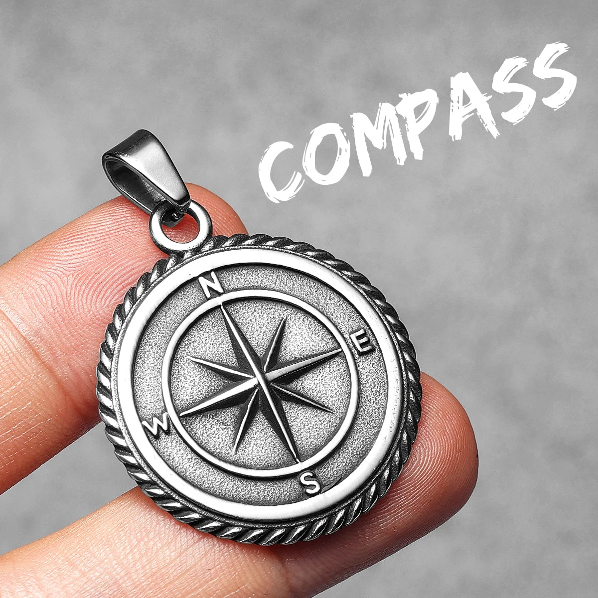 Compass Stainless Steel Pendant Necklace