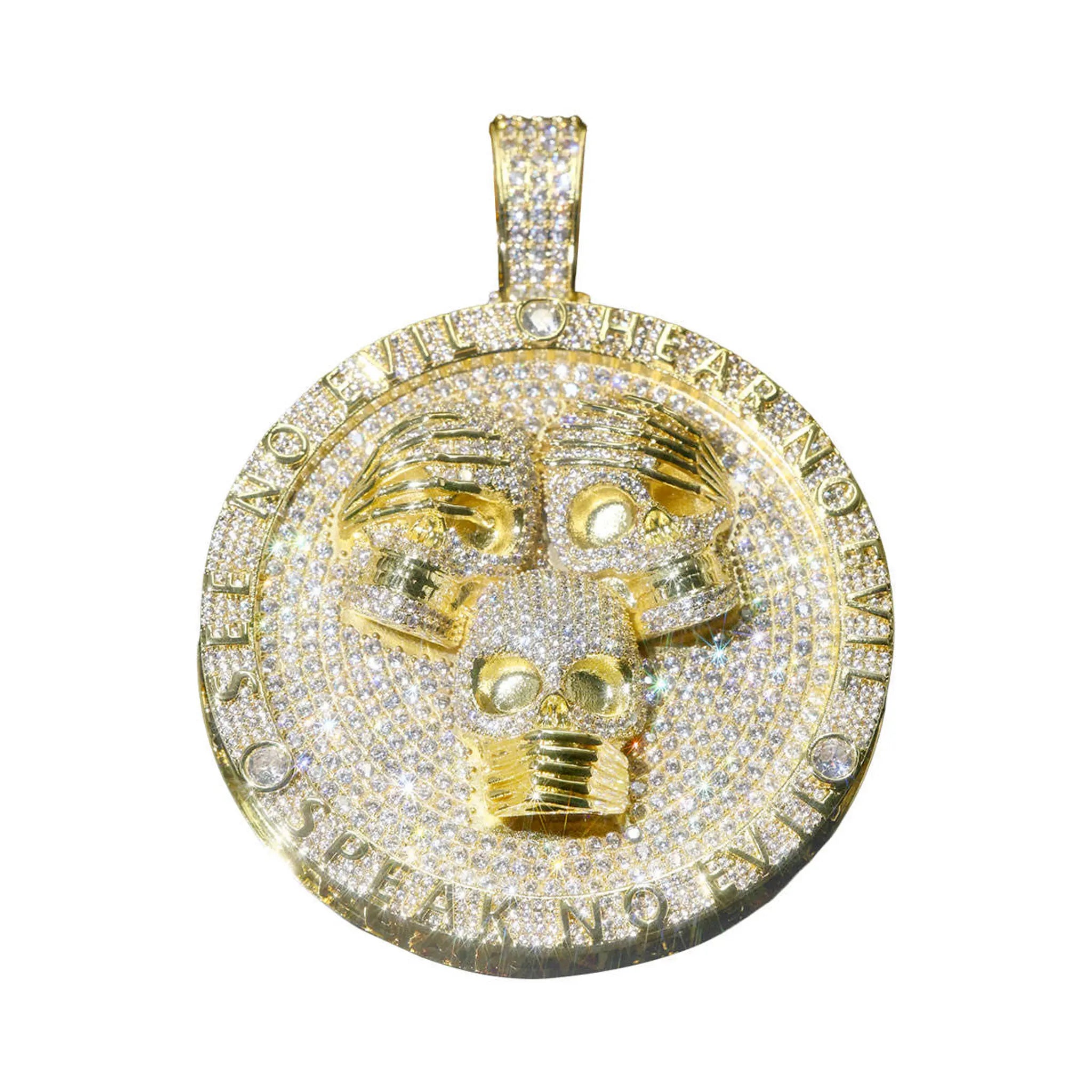 Exquisite Luxury Three Gollum Head Pendants Round Rap Singer Hip Hop Can Pair with Cuban Chain Necklace 3D Pendant