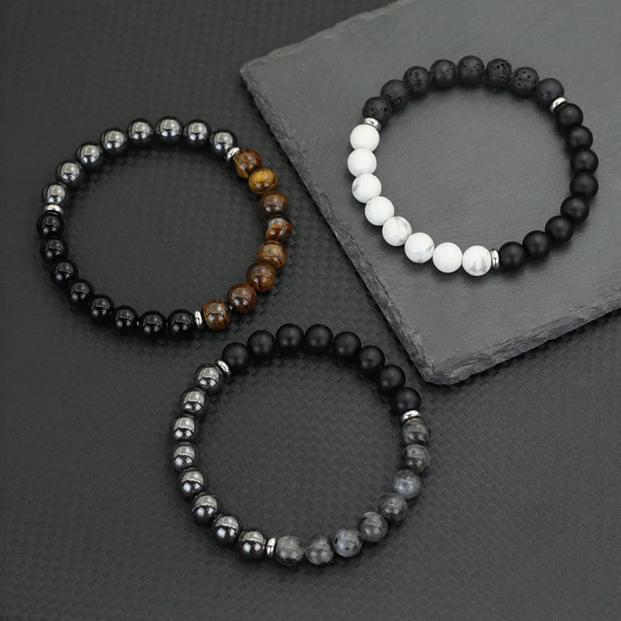 New Fashion Men Tiger Eyes Lava Hematite Stone Spiritual Healing Bracelet Yoga Meditation 8mm Strand Braclet Pulseras